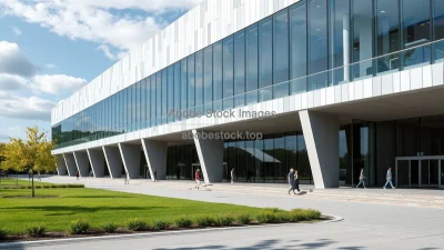 Contemporary museum wing with floating forms