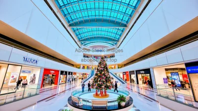 Contemporary shopping mall with open atrium