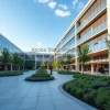 Contemporary tech campus with integrated green spaces