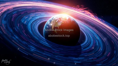 Earth magnetic field interacting with solar wind bow shock and magnetotail space physics image
