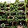 Eco friendly hotel with vertical greenery