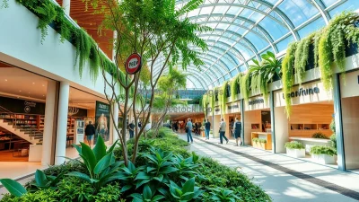 Eco friendly shopping center with greenery