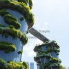 Eco tower with cascading green terraces