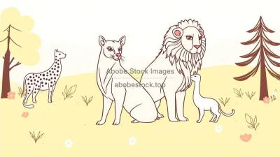 Elegant line art animals