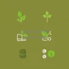 Flat eco-friendly icons with green palette