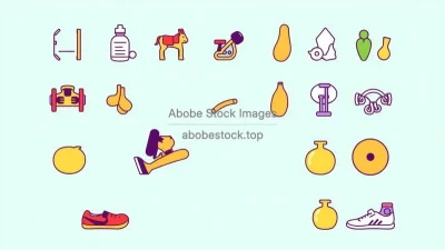 Flat fitness and health icons