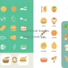 Flat food icons for menus