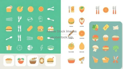 Flat food icons for menus
