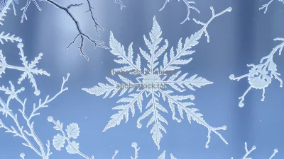 Frost patterns forming natural art on cold glass