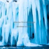Frozen waterfall in shades of blue and white