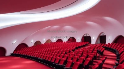 Futuristic auditorium with sculptural curves
