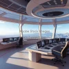 Futuristic control center with panoramic windows