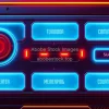 Futuristic glowing interface buttons