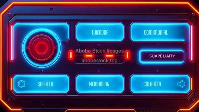 Futuristic glowing interface buttons