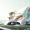 Futuristic housing concept with fluid lines