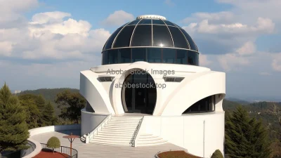 Futuristic observatory with rounded structure