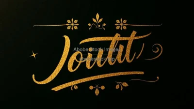 Gold foil calligraphy elements