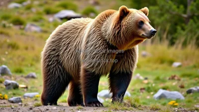 Grizzly bear standing upright