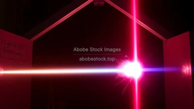 High energy laser striking a target producing plasma plume and shock waves experimental physics