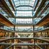 High tech office building with transparent atrium