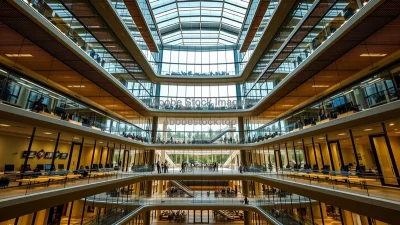 High tech office building with transparent atrium