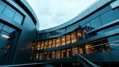 High tech research facility with metallic facade