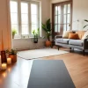 Home yoga corner with mat