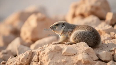 Hyrax resting on warm rocks