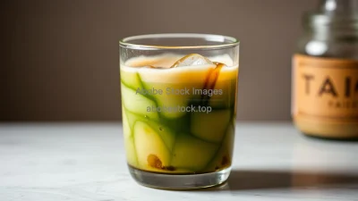 Iced dirty matcha latte