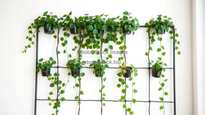 Indoor climbing plant trained on a decorative trellis