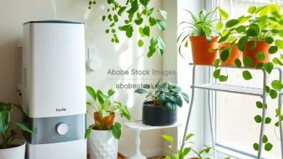 Indoor garden corner with humidifier