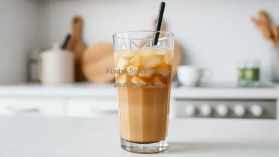 Instant iced coffee in simple glass