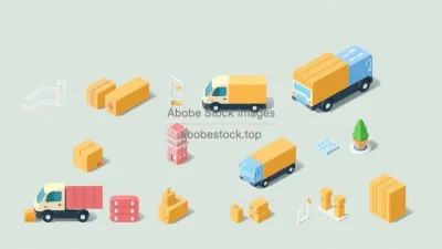 Isometric logistics and delivery icons