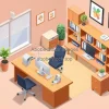 Isometric office workspace illustration