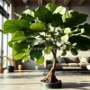 Large fiddle leaf fig tree in a sunlit corner of a modern apartment