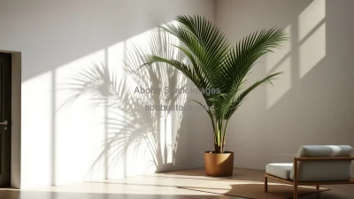 Large indoor palm casting shadows on the wall