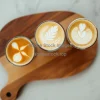 Latte flight with three small latte cups