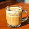 Latte in glass mug with gradient layers