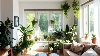 Living room bay window transformed into plant corner