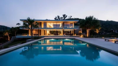 Luxury hillside residence with modern silhouette