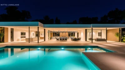 Luxury modern home with expandable glass walls