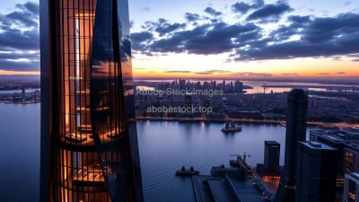 Luxury penthouse tower with sleek silhouette