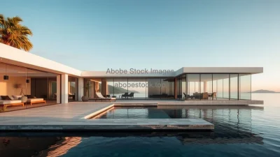 Luxury villa with floating glass walls