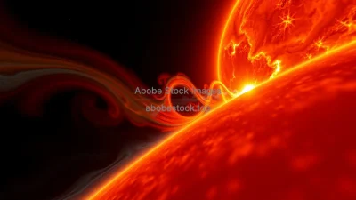 Magnetohydrodynamics visualization of plasma loops on solar surface intense colors solar physics