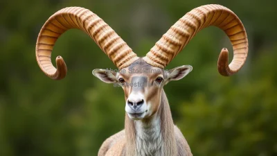 Markhor with spiraled horns standing proudly