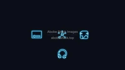 Minimal neon outline icons for technology themes