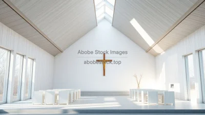 Minimalist chapel with soft natural light