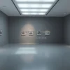 Minimalist gallery cube with diffused lighting
