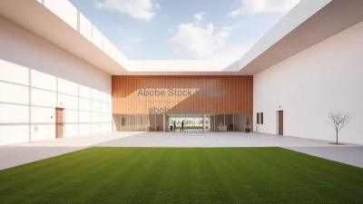 Minimalist school building with open spaces