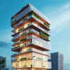 Mixed-use tower with stacked volumes